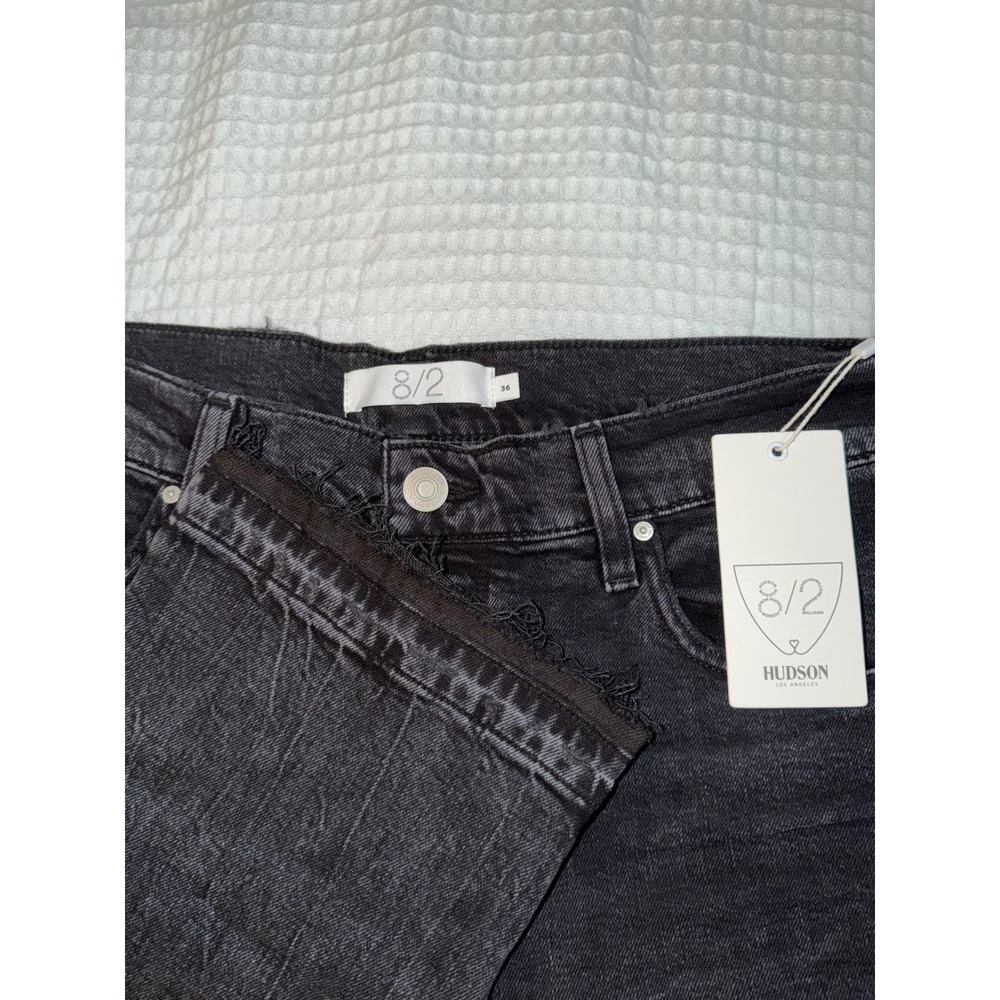 Hudson Jackson Mens Size 38 Black Distressed Straight Leg 8/2 Brandon Williams